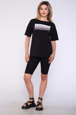 Костюм женский с велосипедками и футболкой 246а черный